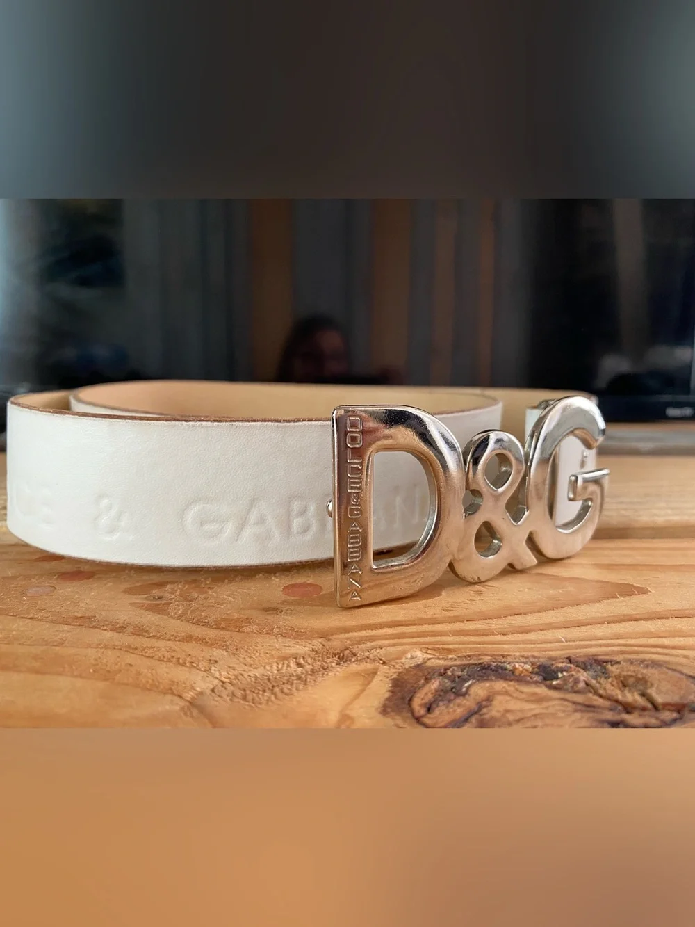 Vintage Dolce & Gabbana D&G 1990s White Belt + Silver buckle
